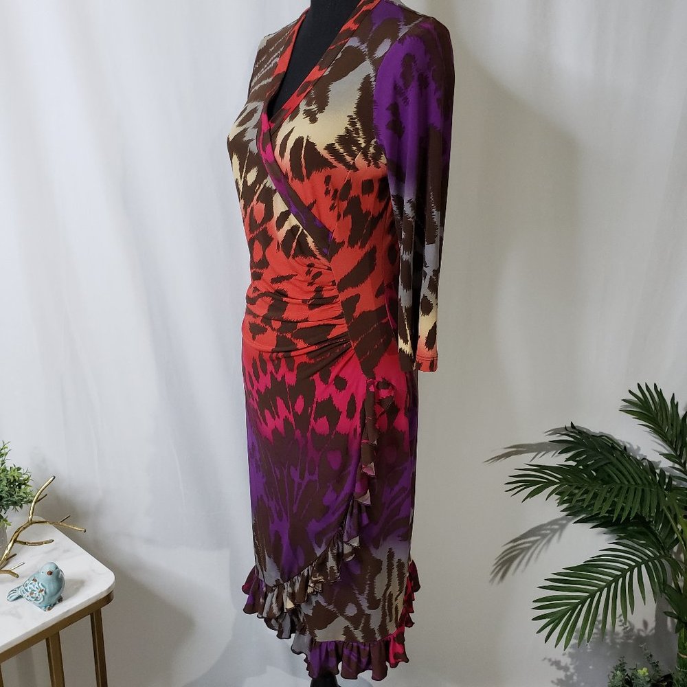 MESMERIZE PRINT CORAL-PURPLE-BROWN DRESS - SMALL - Picture 5 of 13